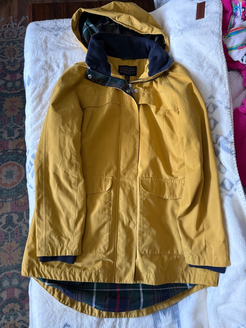 Pendleton Mustard Yellow Hooded Jacket with Tartan Lining